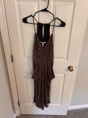 BCBGeneration Draped V-Neck Mini Dress with Pockets - Black/Burgundy